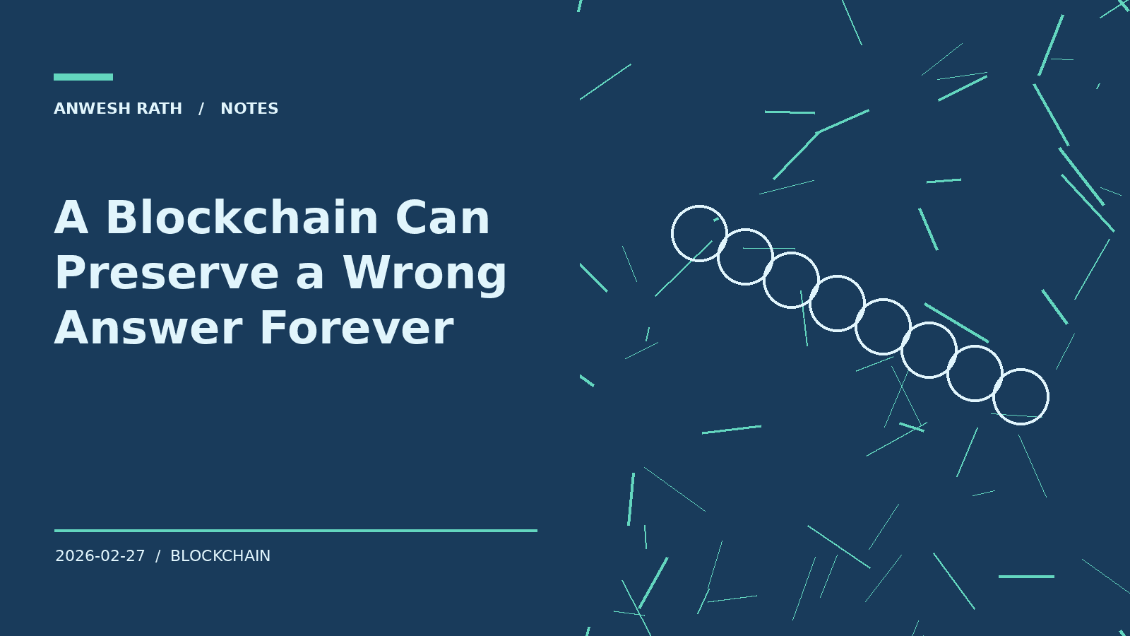 A Blockchain Can Preserve a Wrong Answer Forever
